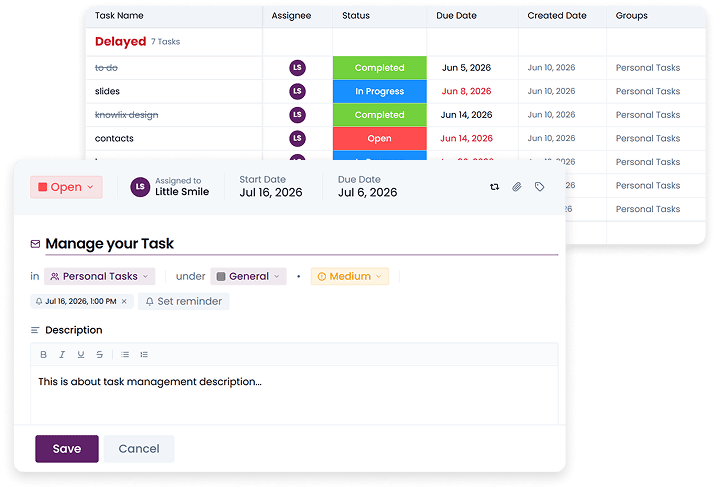 Task list and task detail overlapping